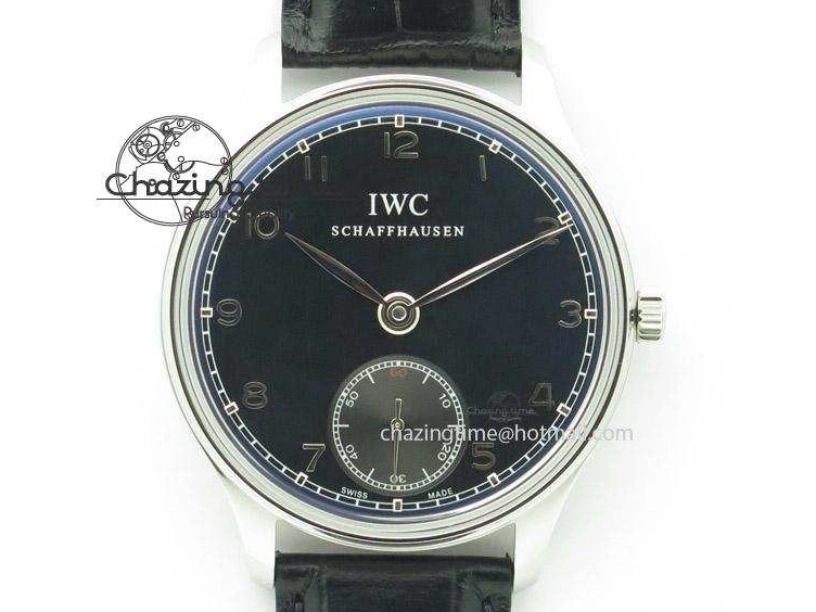 MIROTIME 0322 Portuguese IW545407 Black Dial ZF 1:1 Best Edition On Dark Blue Leather Strap DailyWear 7337